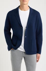 Nordstrom Navy Merino Wool Blend Sweater Knit Blazer