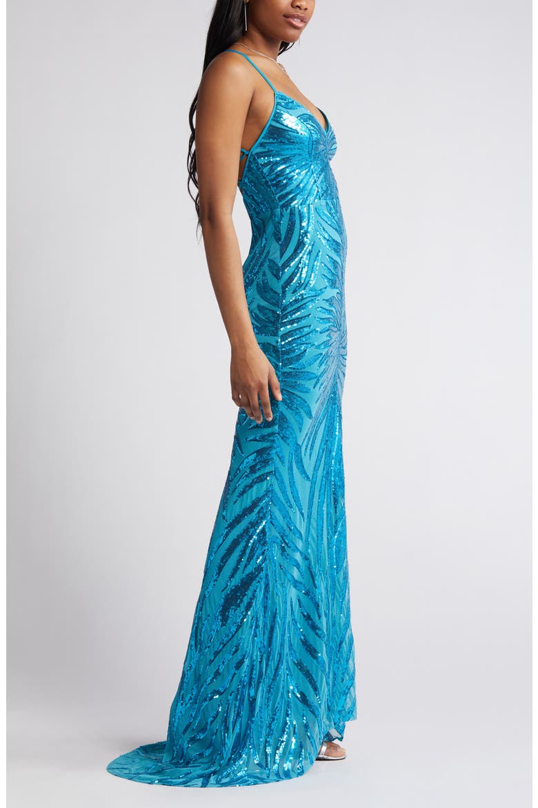 Sparkle Til Dawn Sequin Mermaid Gown, Alternate, color, SHINY LIGHT BLUE