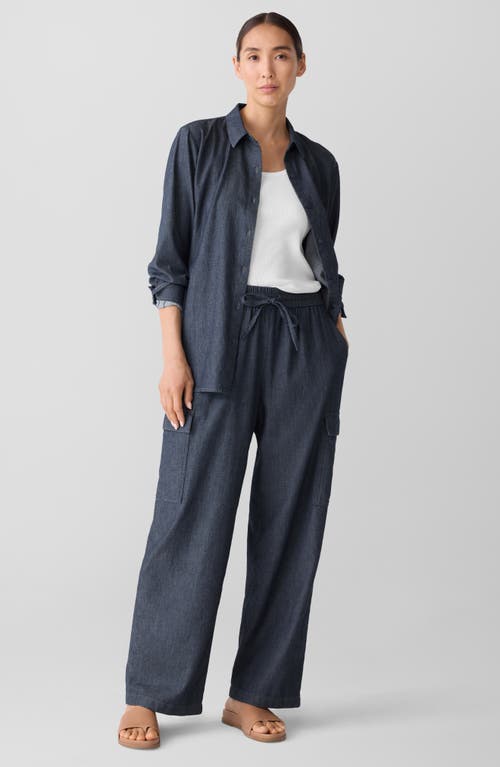 Eileen Fisher Straight Leg Organic Cotton Cargo Pants In Blue