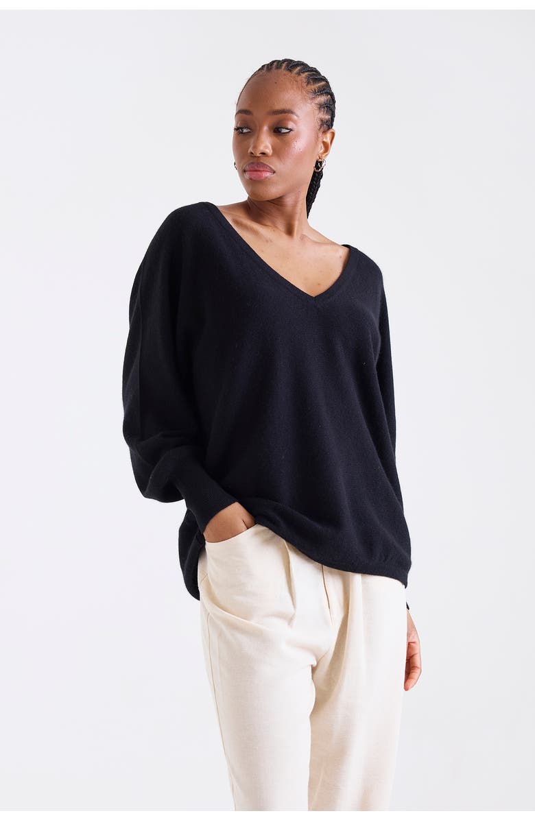 1982 Paros V-Neck 100% Cashmere Sweater, Alternate, color, Black