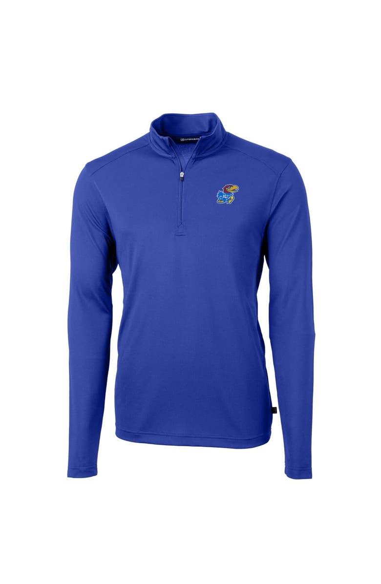 Cutter & Buck Men's Cutter & Buck Royal Kansas Jayhawks Big & Tall Virtue Eco Pique Recycled Quarter-Zip Pullover Top, Alternate, color, Royal