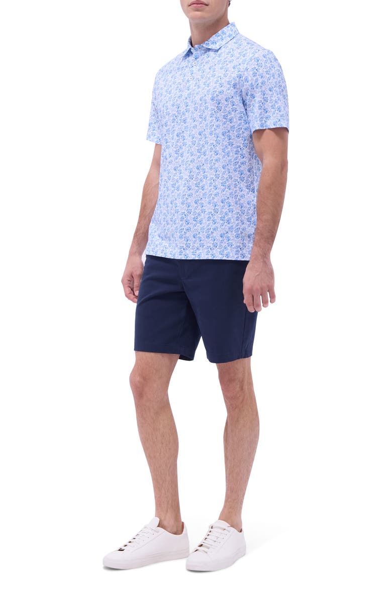 Bugatchi Victor OoohCotton<sup>®</sup> Leaf Print Polo, Alternate, color, Classic Blue
