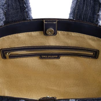 Frayed Handle Solid Denim Tote