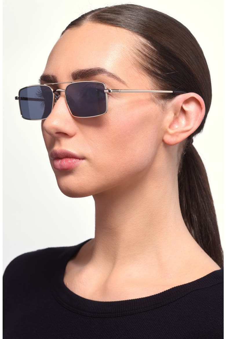 Gradient Rectangular Aviator Sunglasses, Alternate, color, GOLD- SMOKE