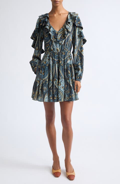 Vivi Long Sleeve Silk Minidress
