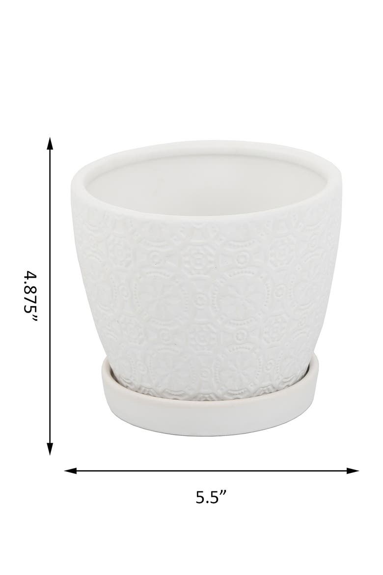 Matte White 5.75-Inch Cathedral Ceramic Saucer Planter, Alternate, color, MATTE WHITE