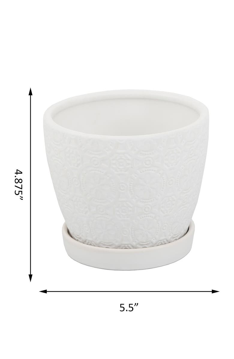 FLORA BUNDA Matte White 5.75-Inch Cathedral Ceramic Saucer Planter, Alternate, color, Matte White