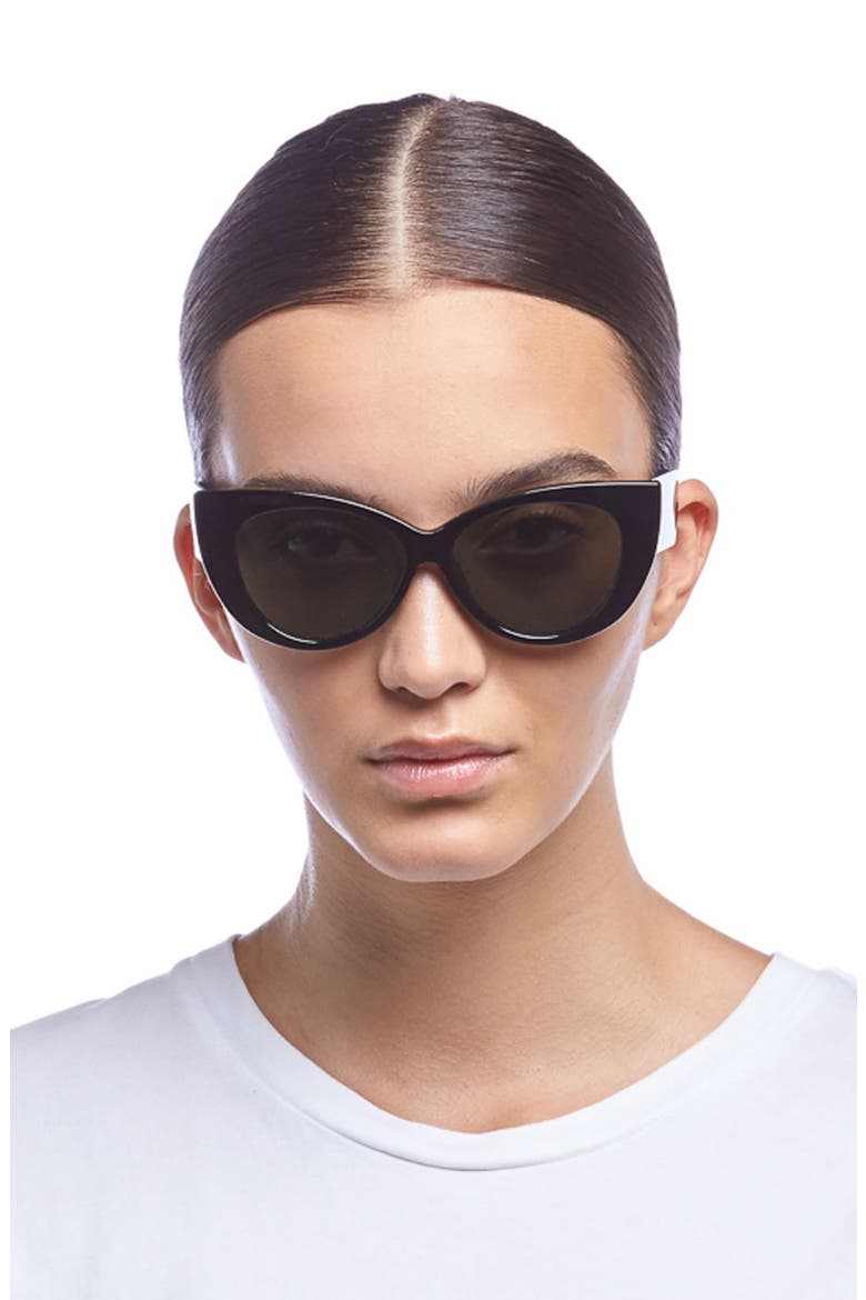 Feline Fine 54mm Polarized Cat Eye Sunglasses, Alternate, color, BLACK/ KHAKI