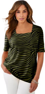 Jessica London Stretch Cotton Square Neck Tee