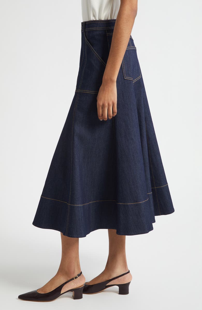 Cinq à Sept Benjiy Denim Midi Skirt, Alternate, color, Indigo