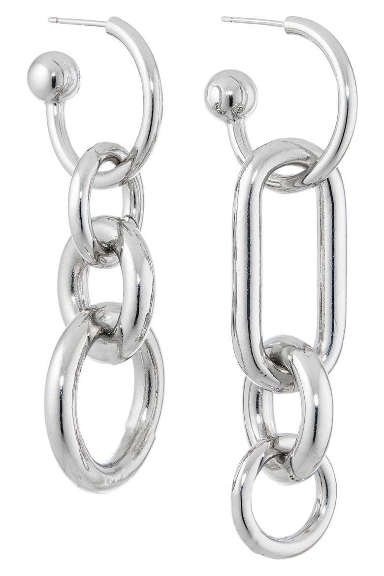 Troy Mismatched Drop Earrings, Alternate, color, PALLADIUM