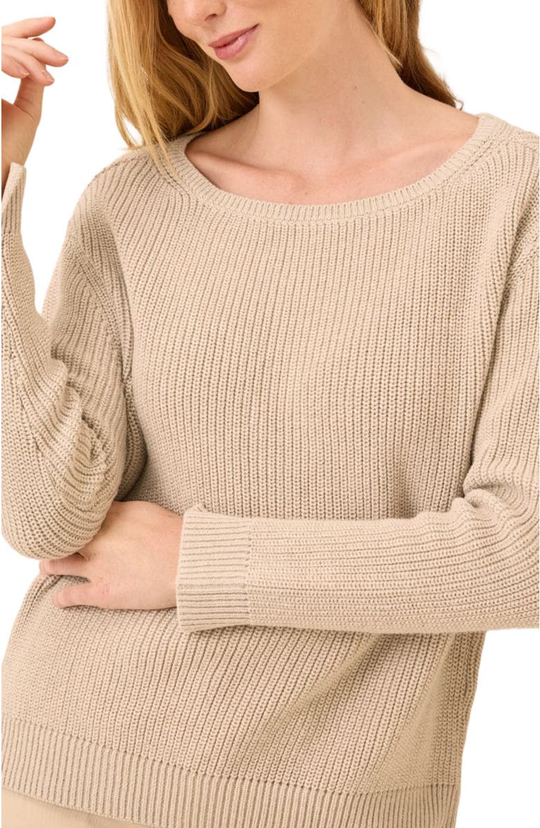Pact Luxe Knit Boatneck Sweater, Alternate, color, Flax Heather