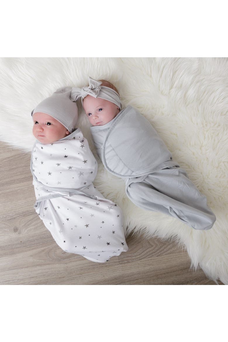 Adjustable Swaddle Blanket 2 Pack, Alternate, color, Grey Stars