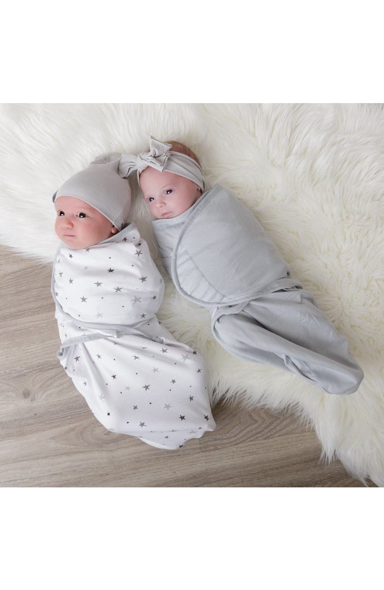 Ely's & Co. Adjustable Swaddle Blanket 2 Pack, Alternate, color, Grey Stars