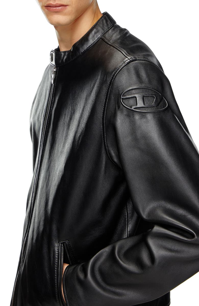 DIESEL<sup>®</sup> L-Carver Leather Moto Jacket, Alternate, color, Deep/ Black