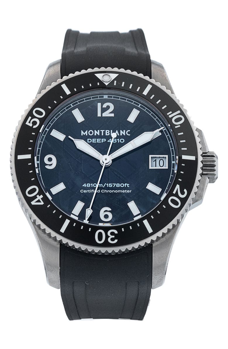 Watchfinder & Co. Montblanc Preowned 2023 4810 Collection 133268 Rubber Strap Watch, 42mm, Main, color, Blue