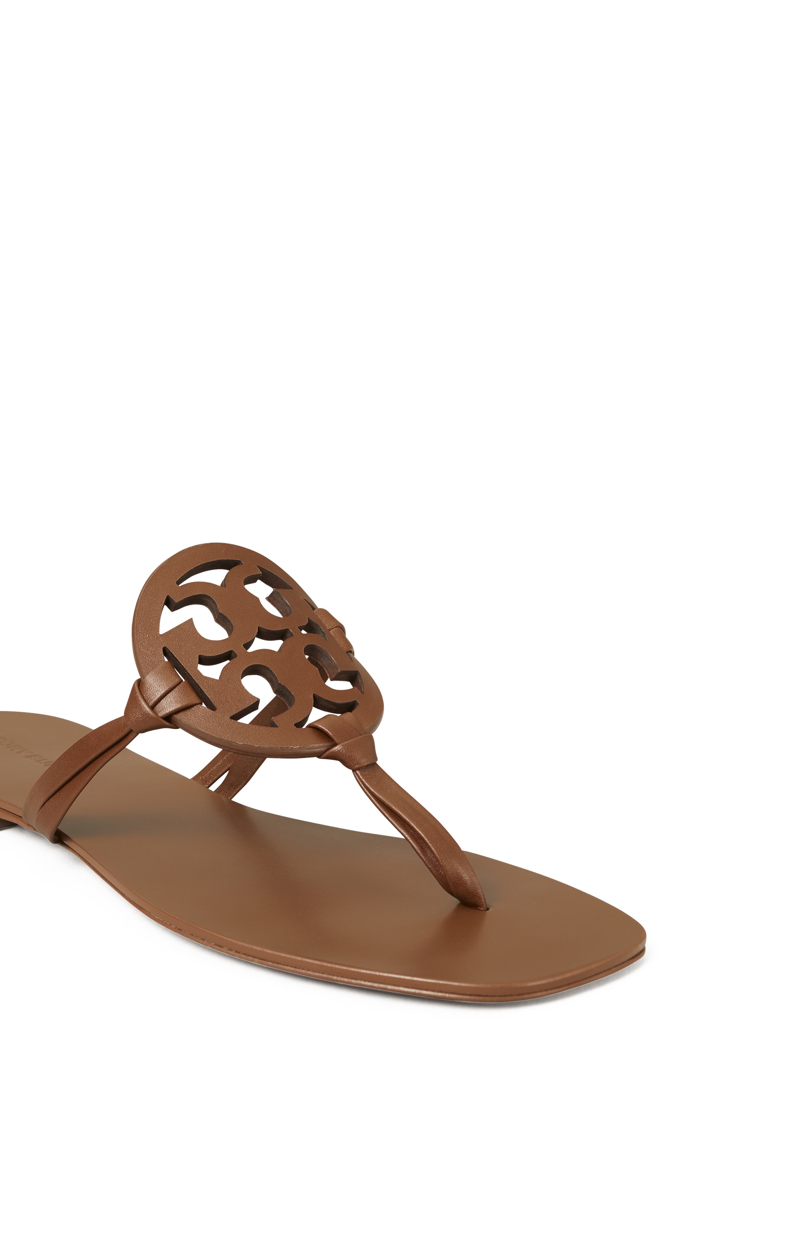 Tory Burch Miller Square Toe Sandal, Alternate, color, Fudge