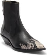 AllSaints Fleur Snake Embossed Pointed Toe Bootie