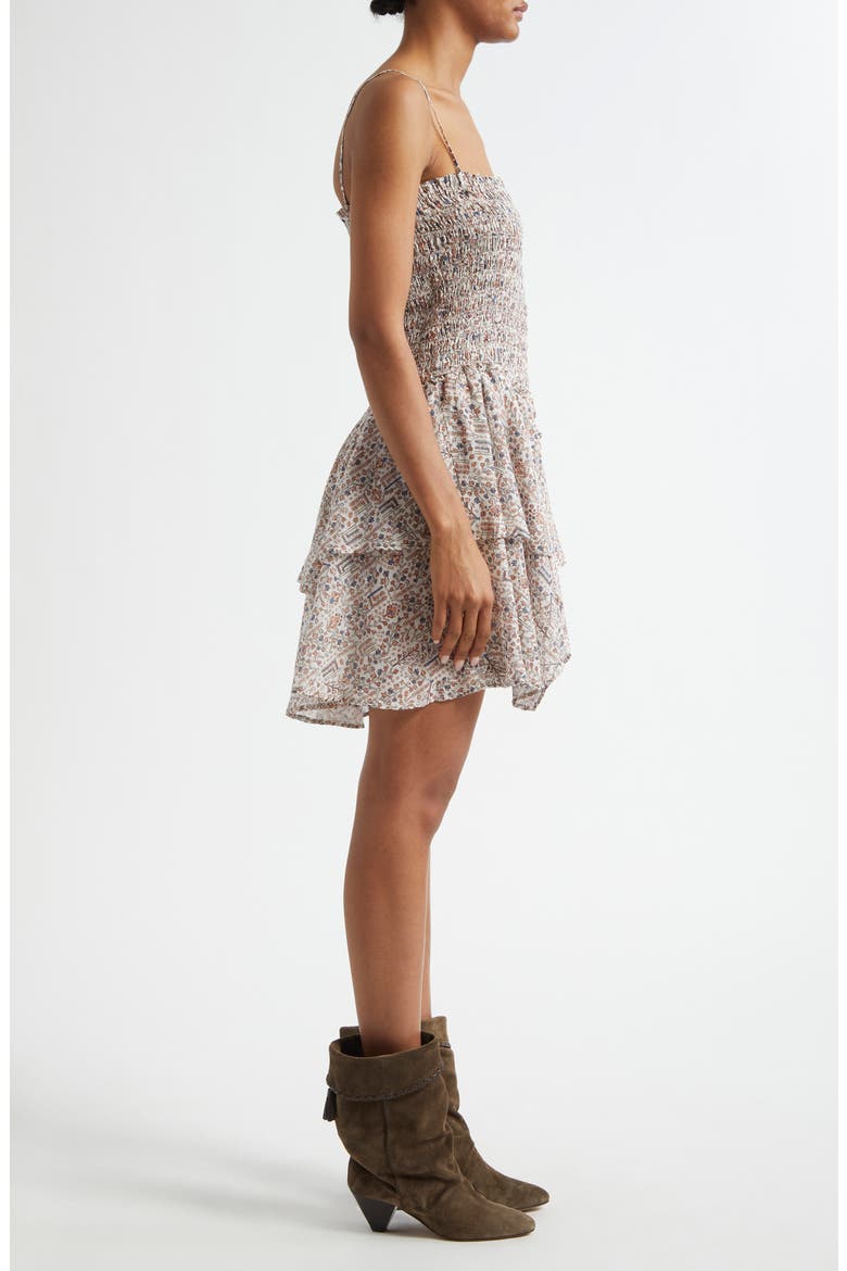 Anka Shirred Tiered Convertible Cotton Voile Minidress, Alternate, color, ECRU