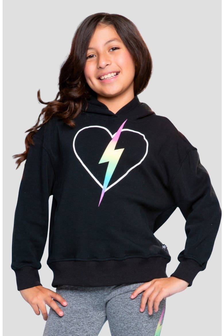 Kids' Graphic Hoodie, Alternate, color, BLACK GOOD VIBES MULTI