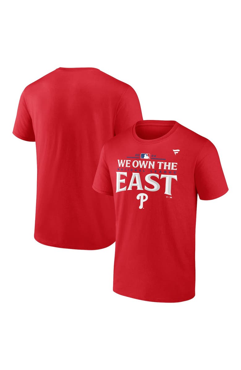 FANATICS Men's Fanatics Red Philadelphia Phillies 2024 NL East Division Champions Locker Room T-Shirt, Alternate, color, 