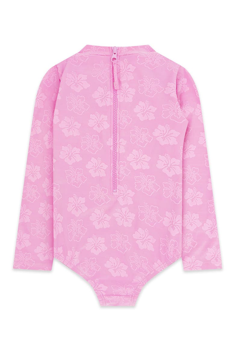 Kids' Wave Chaser Long Sleeve UPF 50+ One-Piece Rashguard Swimsuit, Alternate, color, POP PINK