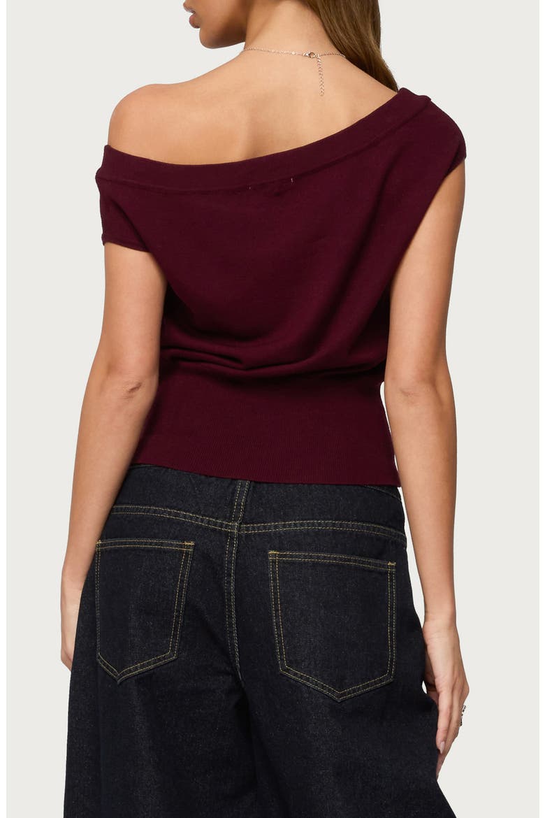 Michaela One-Shoulder Knit Top, Alternate, color, WINE