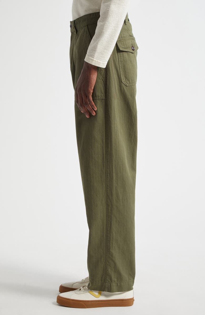 Drake's Herringbone Stripe Cotton Fatigue Pants, Alternate, color, 400 Olive
