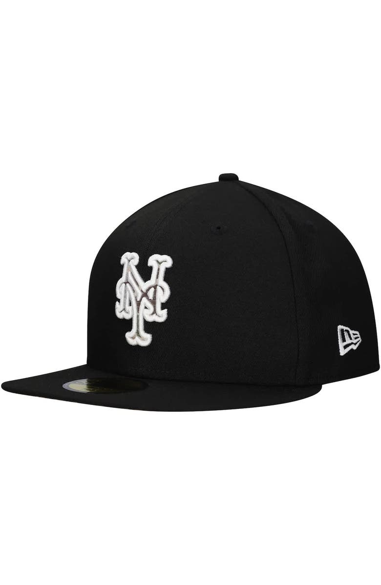 New Era Men's New Era Black New York Mets Troop Chant Camo Undervisor 59FIFTY Fitted Hat, Alternate, color,