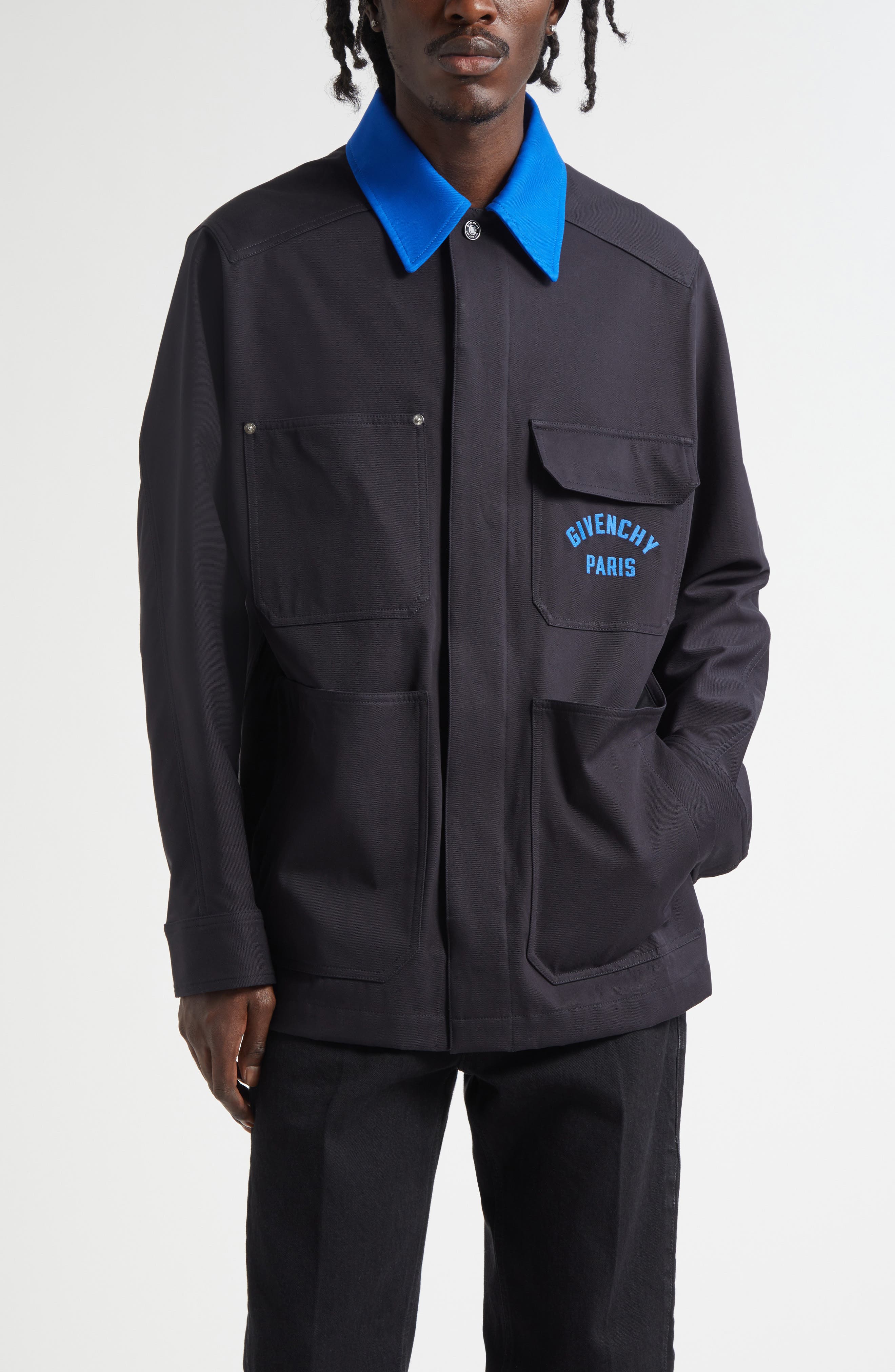 Paris Embroidered Cotton Button-Up Overshirt