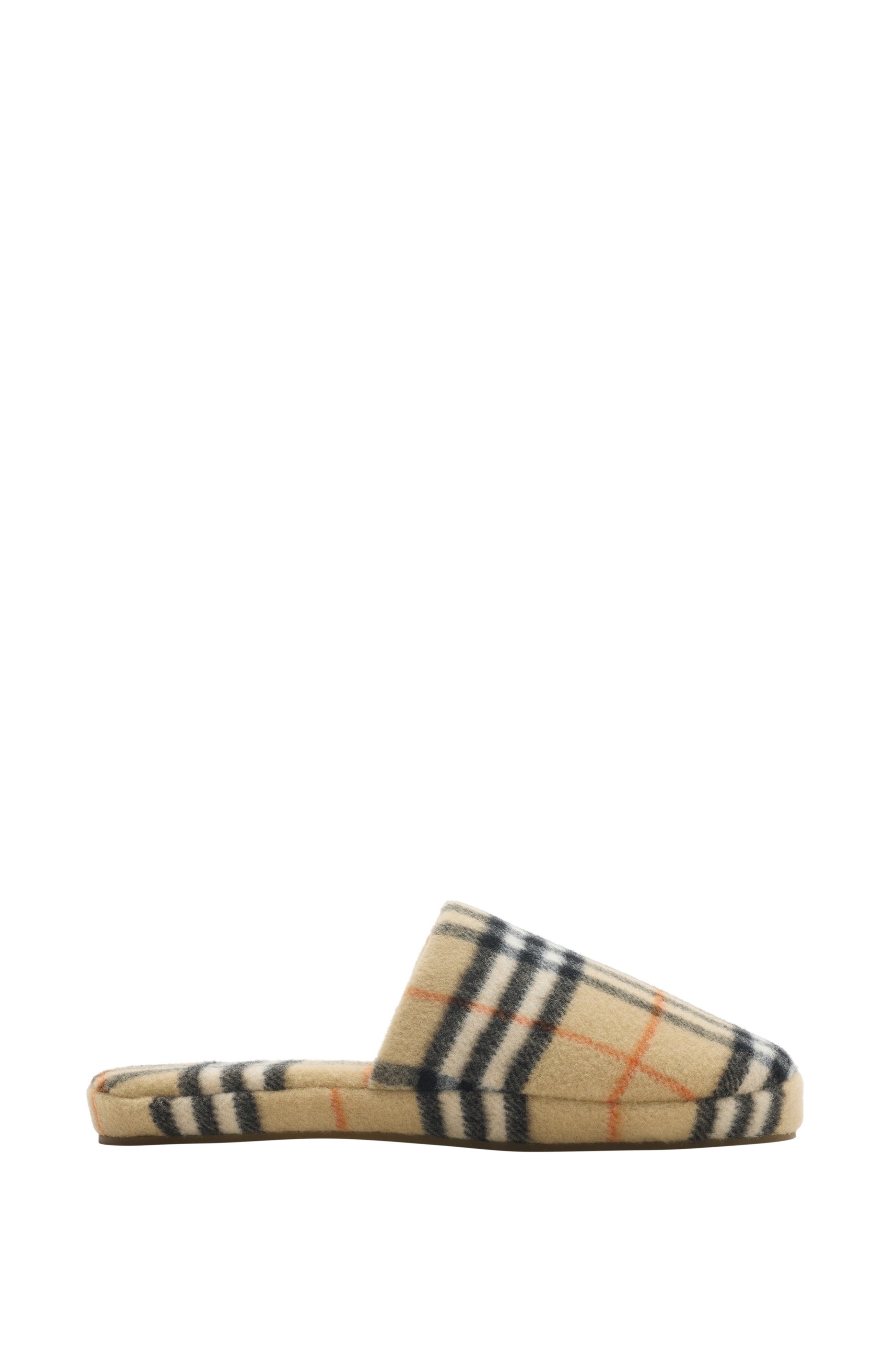 Burberry Check Wool Blend Slippers, Main, color, Sand Beige
