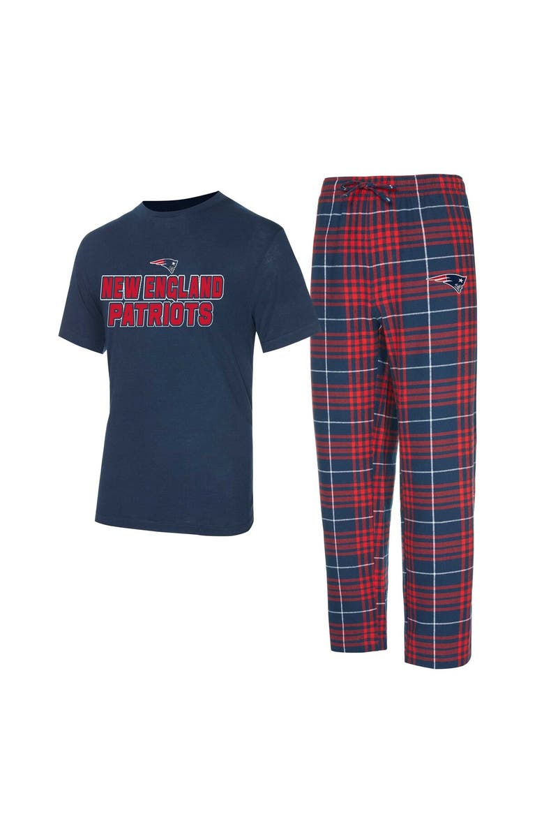 CONCEPTS SPORT Men's Concepts Sport Navy/Red New England Patriots Vector T-Shirt & Flannel Pants Sleep Set, Main, color, Navy