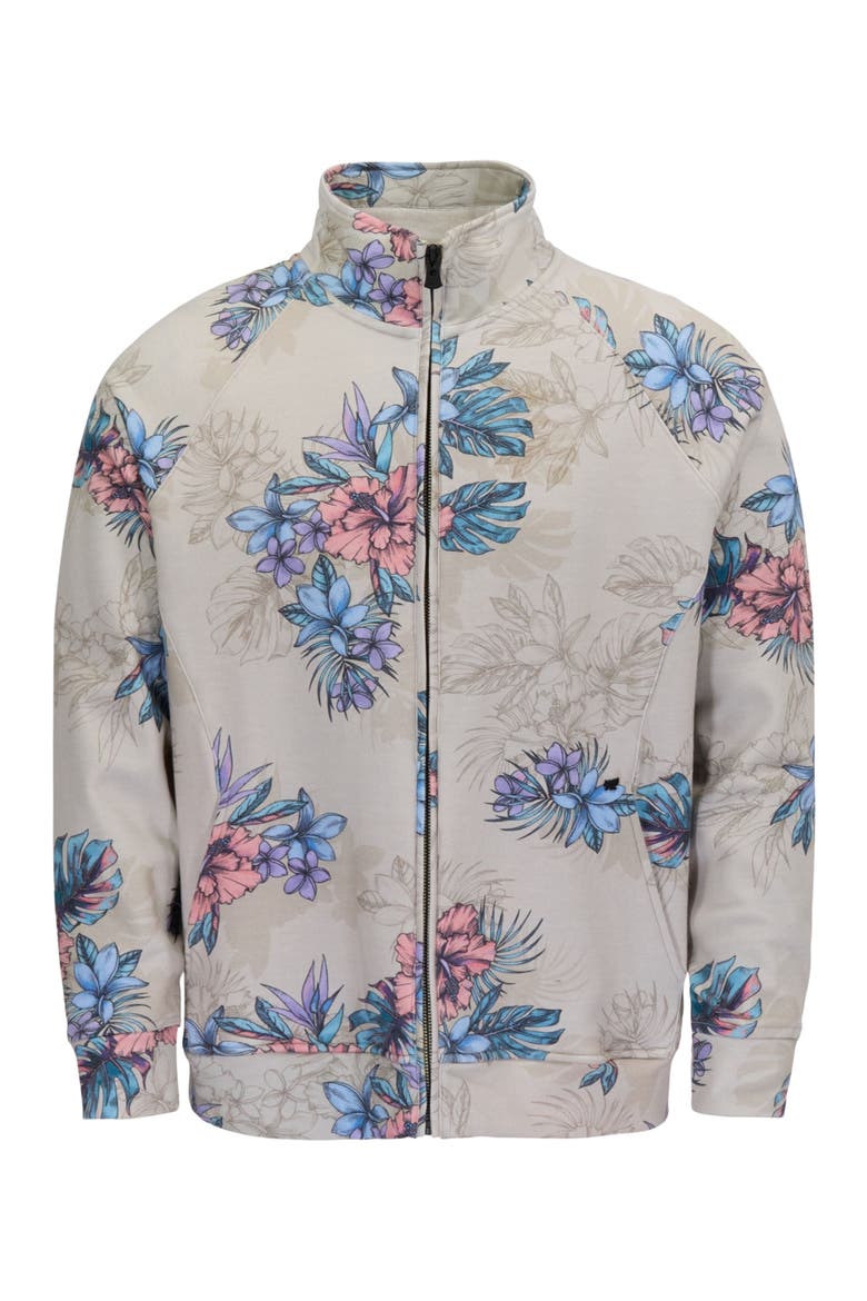 Exotic Floral Mens Printed Zip Jacket, Alternate, color, EXOTIC FLORAL NEUTRAL