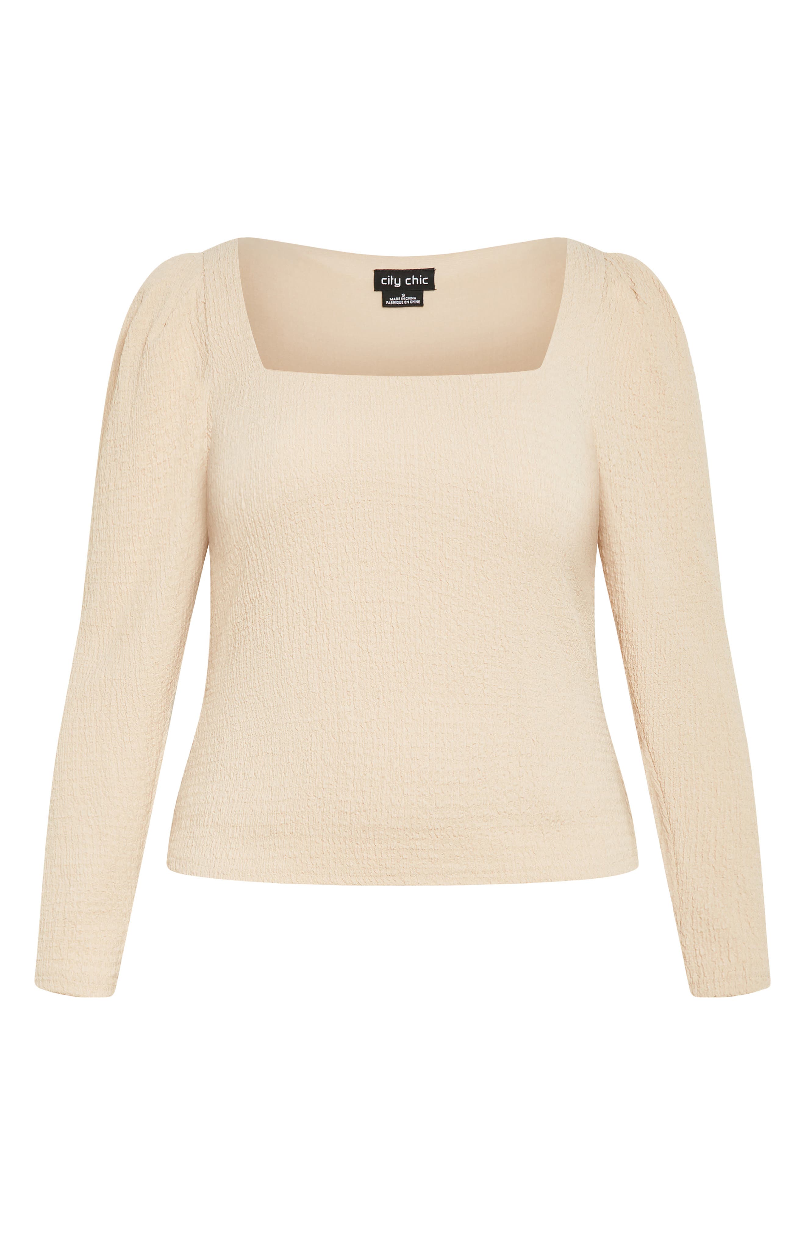 City Chic Jacqueline Texture Top In Neutral