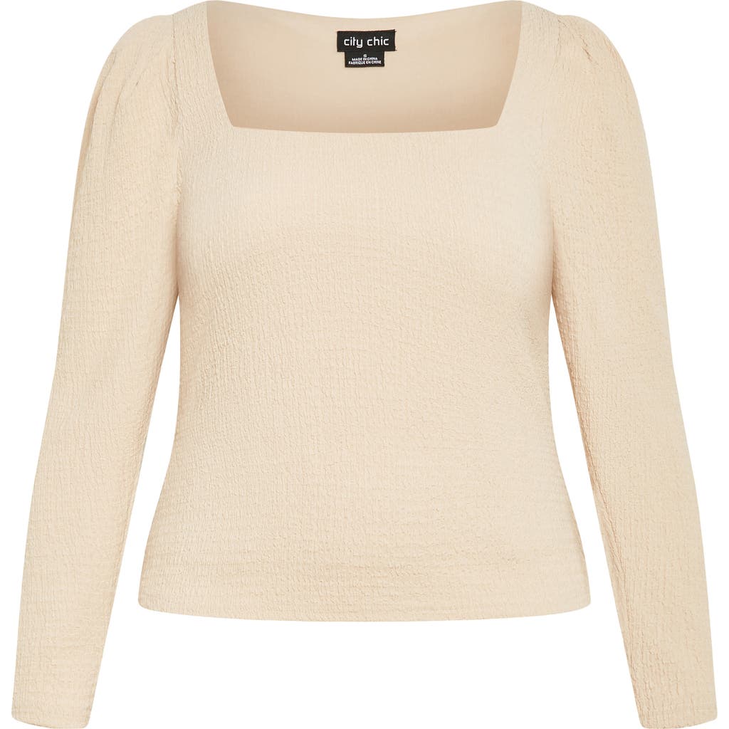 City Chic Jacqueline Texture Top In Neutral