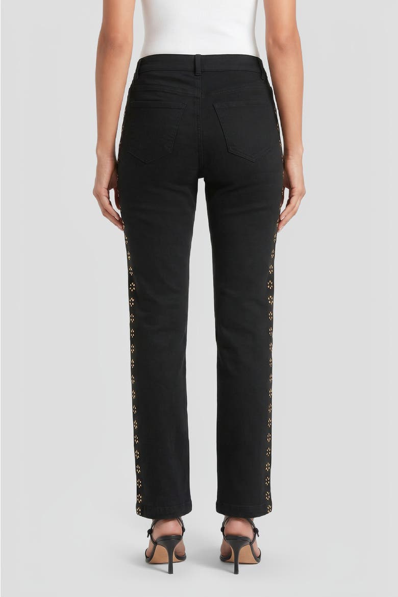 x Anna Marie Floral Rhinestone Flared Jeans, Alternate, color, Black