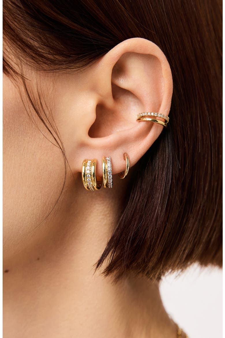 Huggie Earrings - Asher Triple, Alternate, color, Gold