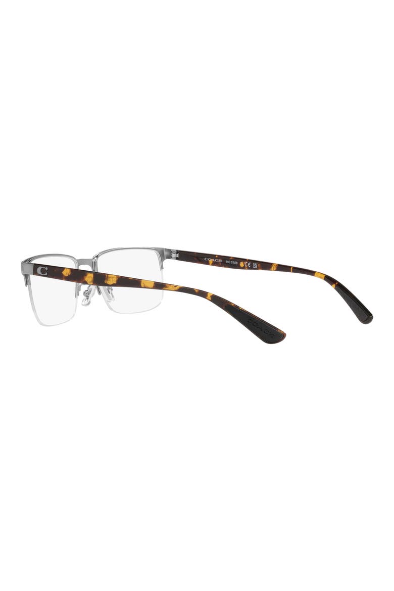 56mm Rectangular Optical Glasses, Alternate, color, SHINY GUNMETAL/ TORT