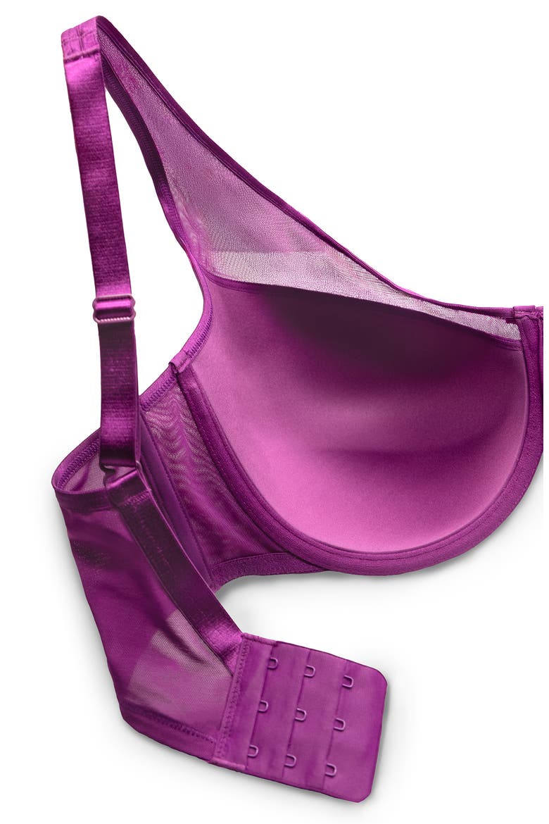 Sheer Mesh Plunge T-Shirt Bra, Alternate, color, BERRY BLISS