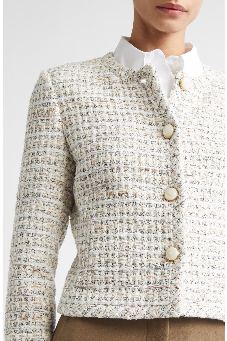 Côte d'Azure Tweed Crop Jacket, Alternate, color, ECRU / TAUPE MULTI
