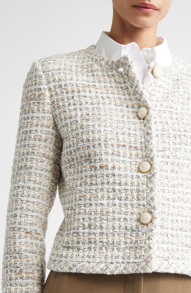 ST. JOHN Côte d'Azure Tweed Crop Jacket, Alternate, color, Ecru / Taupe Multi
