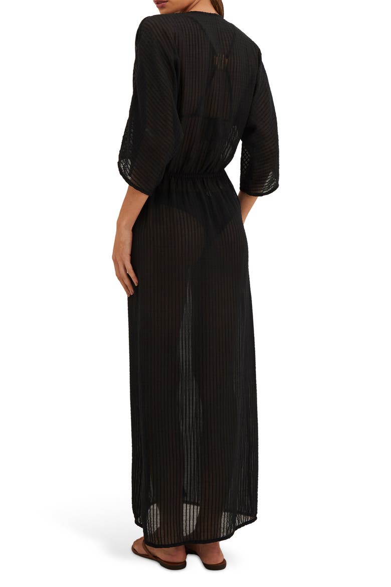 Allie Cutout Cotton Cover-Up Maxi Dress, Alternate, color, BLACK