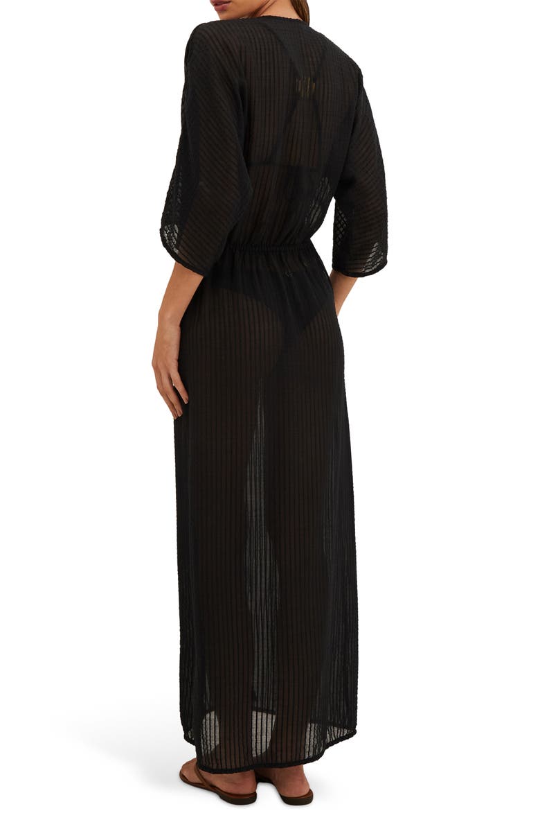 ViX Paula Hermanny Allie Cutout Cotton Cover-Up Maxi Dress, Alternate, color, Black