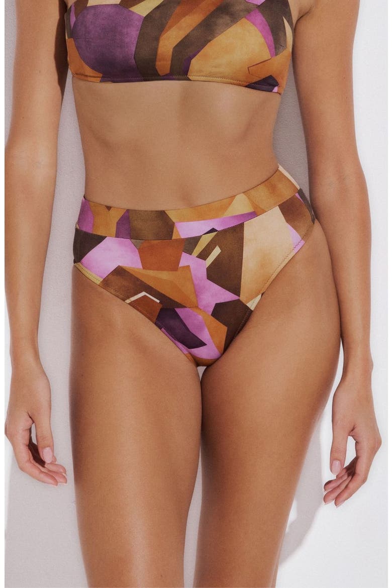 Sofia High Waisted Bikini Bottom, Main, color, Geometric Purple
