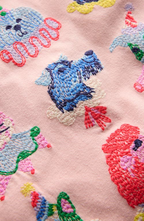 Mini Boden Kids' Pets Embroidered Cotton Graphic T-shirt In Chalk Pink Circus Pets