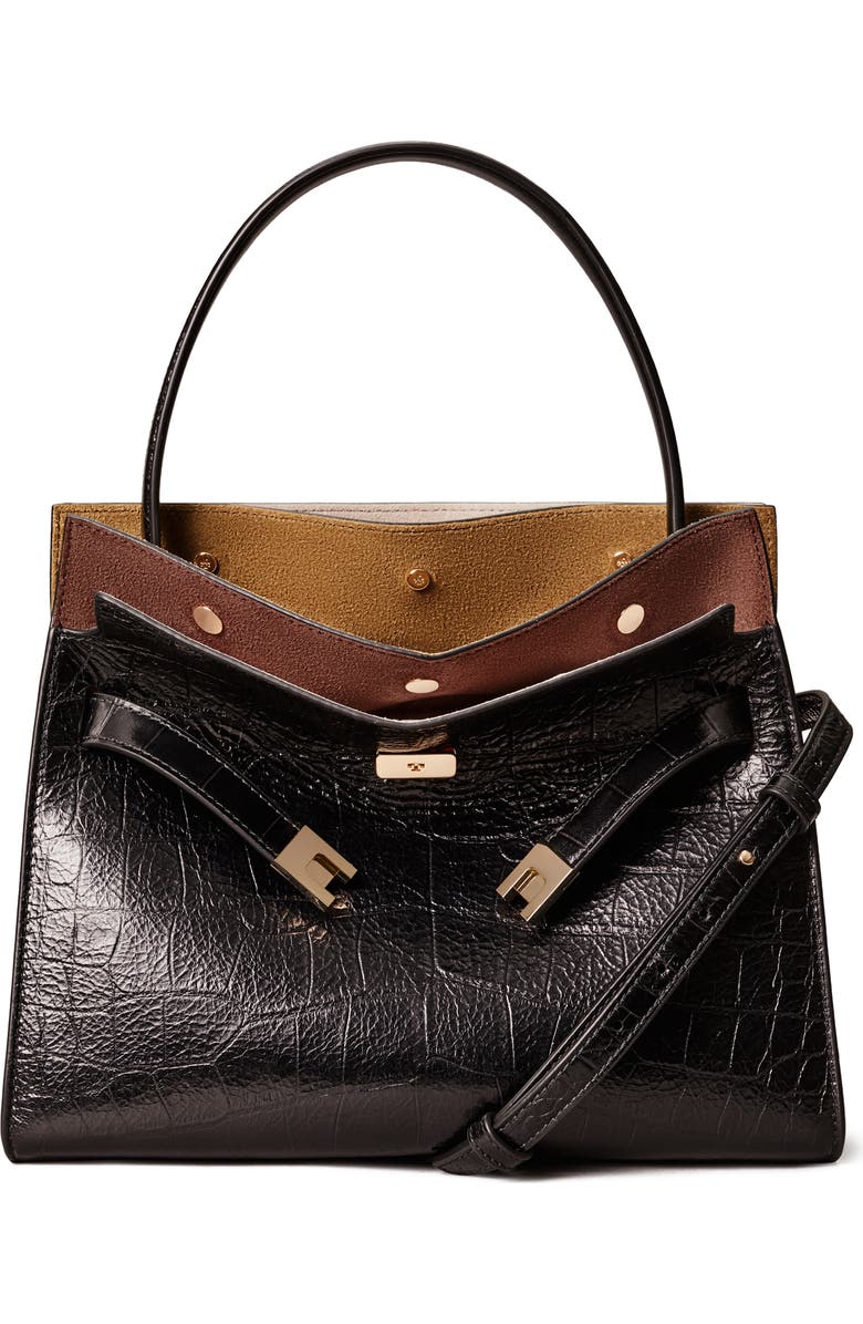 Tory Burch Lee Radziwill Croc Embossed Leather Tote, Main, color,