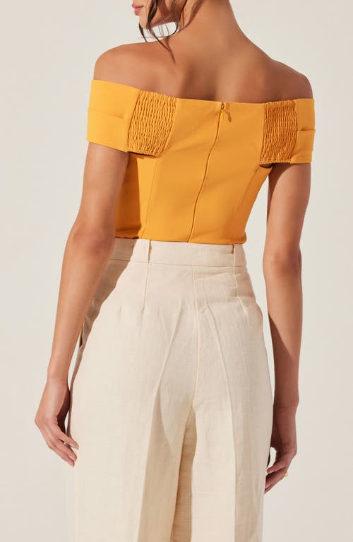 Astr The Label Cathering Off The Shoulder Top In Orange