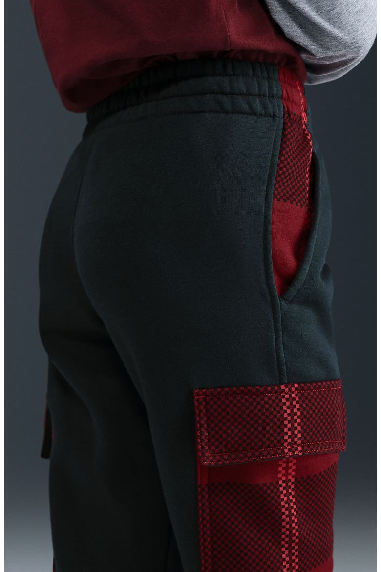 Kids' Club Fleece Cargo Joggers, Alternate, color, OFF NOIR/ UNIVERSITY RED