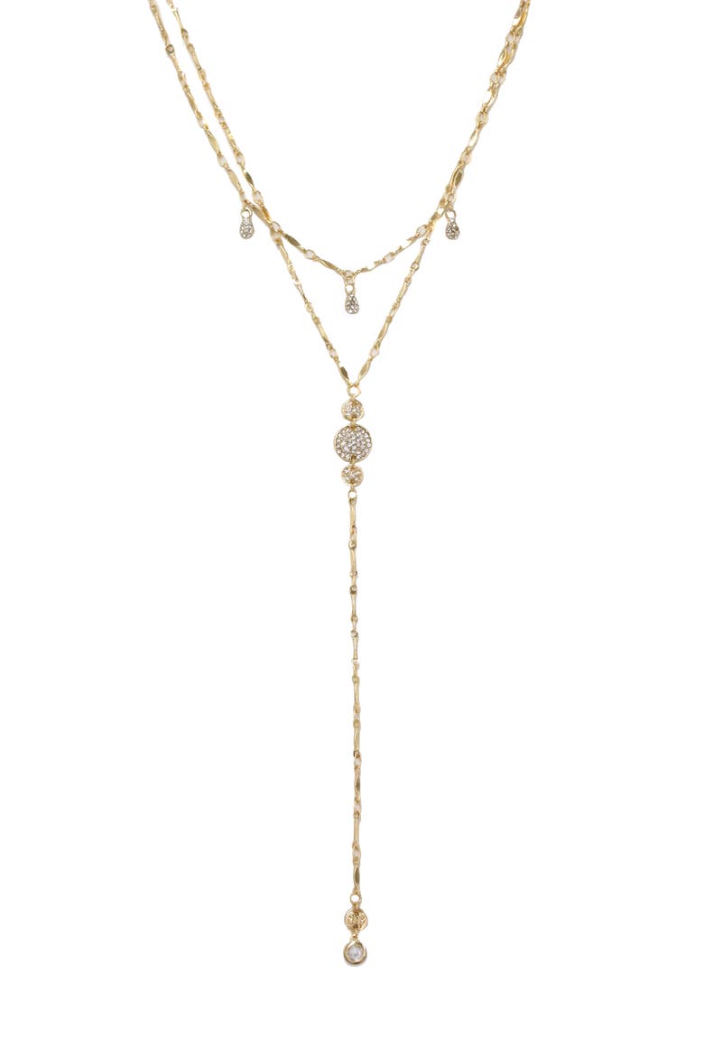 Layered Cubic Zirconia Lariat Necklace, Alternate, color, GOLD