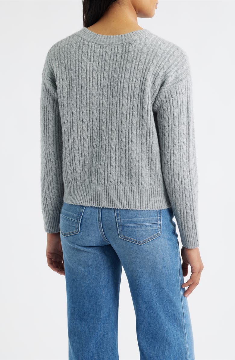 CITY BLUES Cable V-Neck Sweater, Alternate, color, Gray
